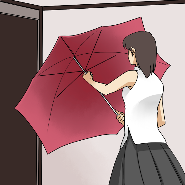 傘を開く